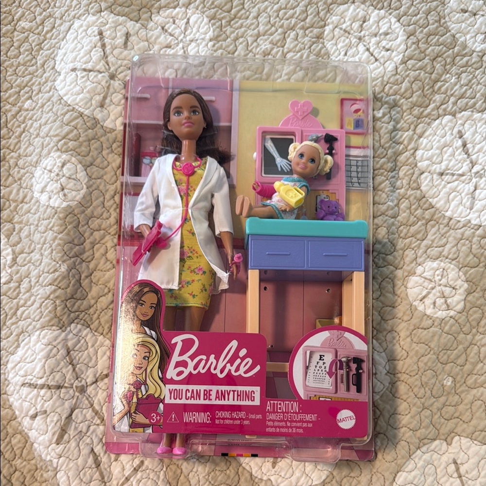 Barbie Pediatrician Set with Pink and White Outfit